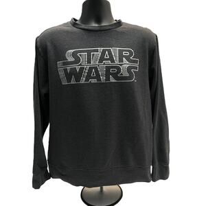 Star Wars Logo Sweatshirt Gray Pullover Men’s Medium 3D Outline Retro Design